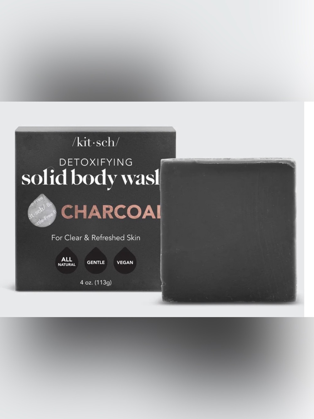 Kitsch charcoal solid body wash bar